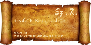Szvák Krisztián névjegykártya